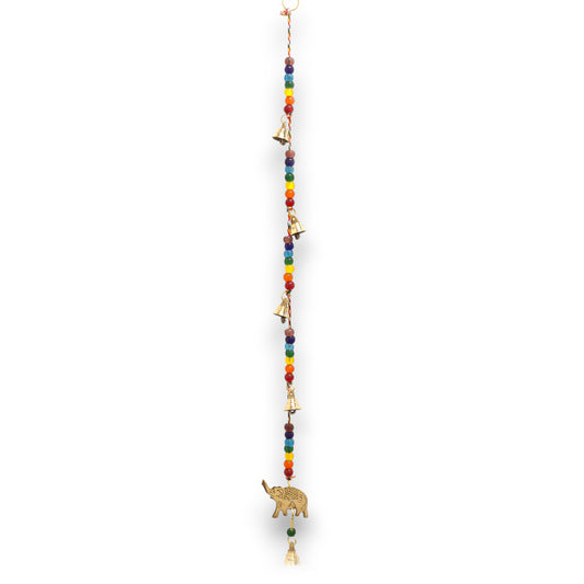 Indian Chimes - Brass Elephant with Chakra Beads String Bells