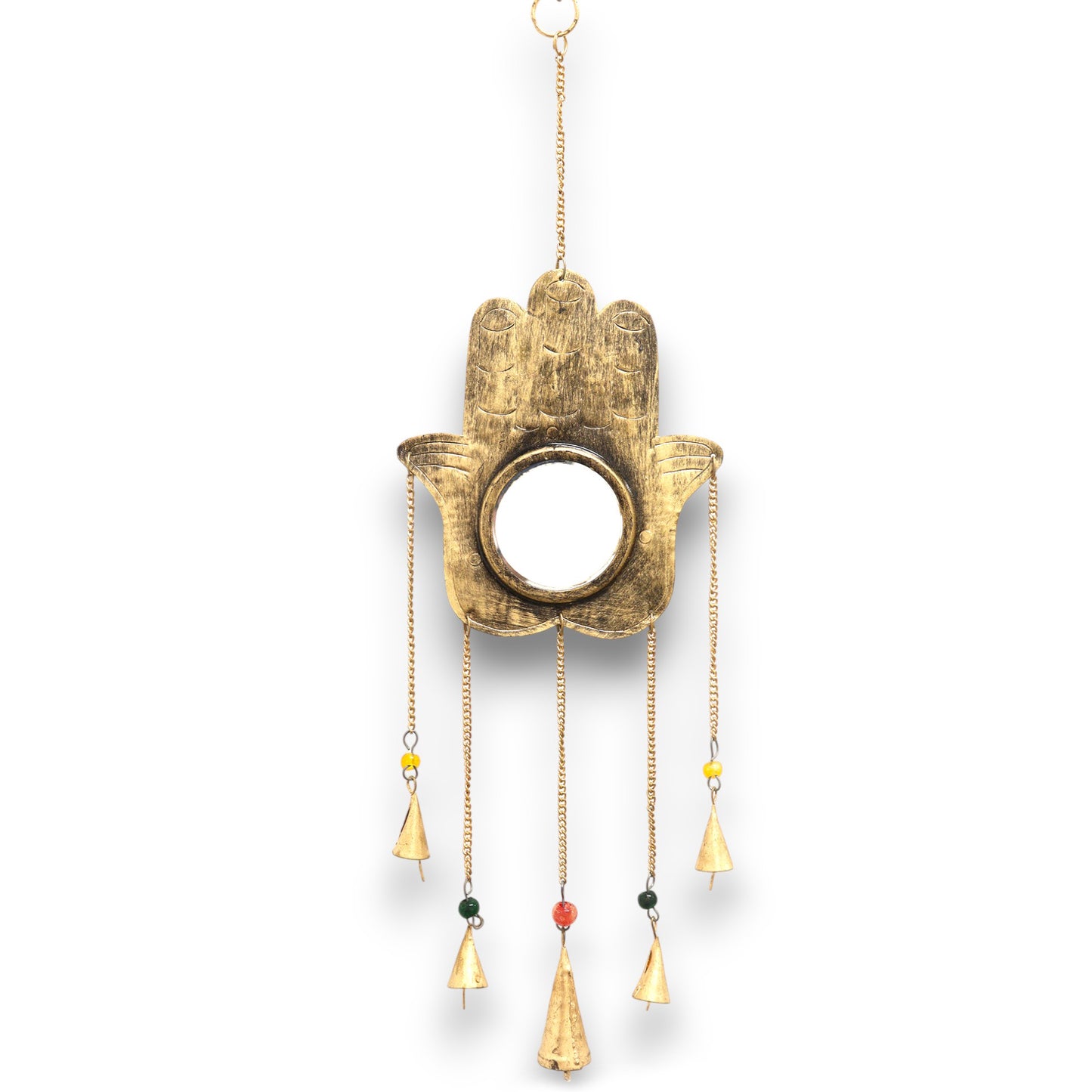 Indian Chimes - Hamsa Lrg Mirror 5 Bells