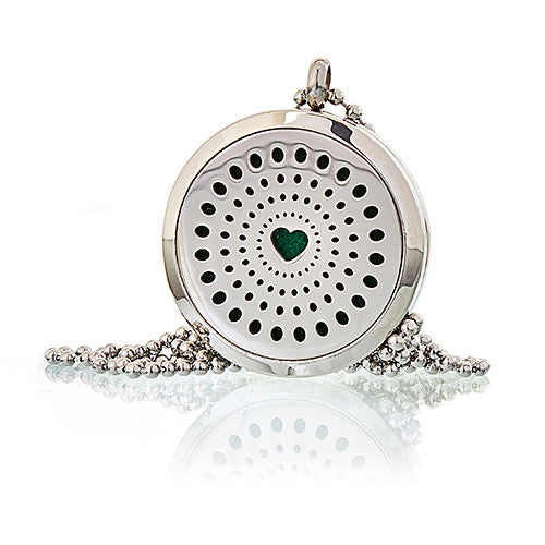 Aromatherapy Diffuser Necklace - Diamonds Heart 30mm