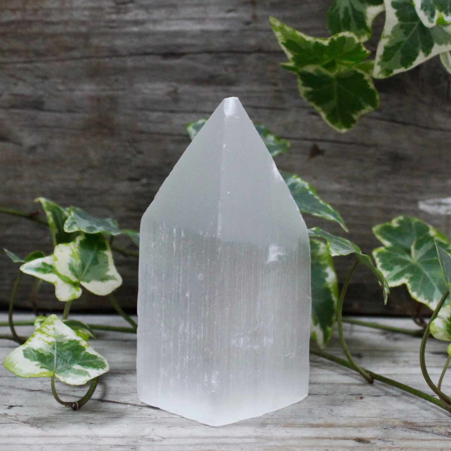 Selenite Pencil Point Tower - 10 cm