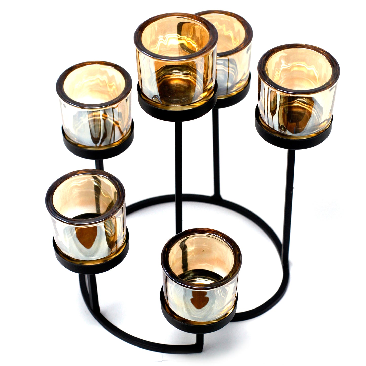 Centrepiece Iron Votive Candle Holder - 6 Cup Circule Tree