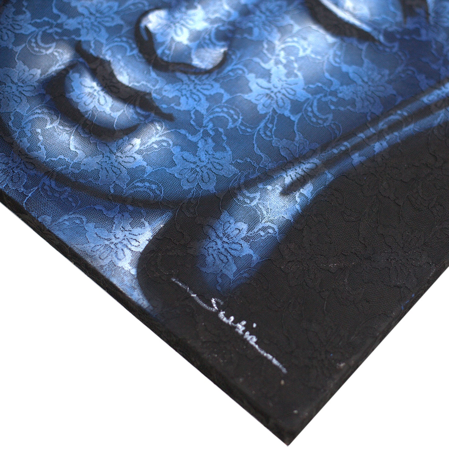 Buddah Painting - Blue Brocade Detail