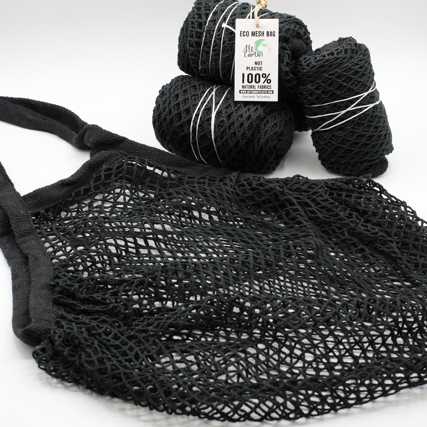 Pure Cotton Mesh Bag - Black